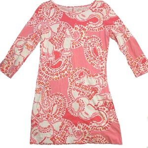 Lilly Pulitzer Pink and White Cotton Elephant Mini Dress